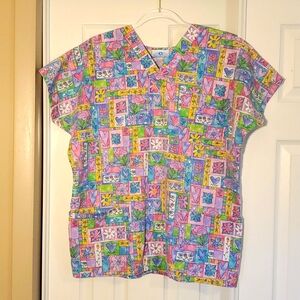 Scrub Top Printed Sz Med